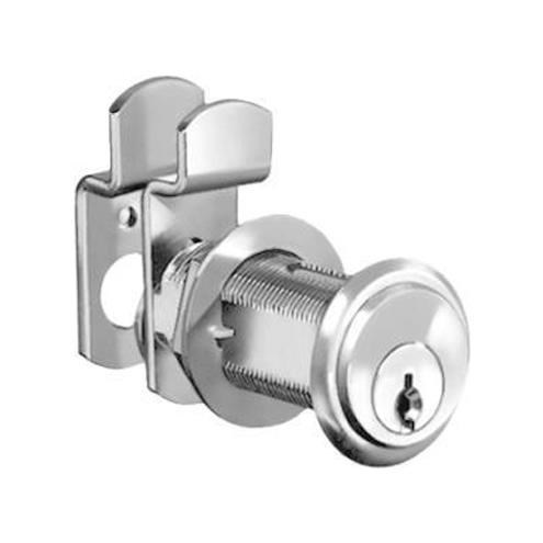 CompX National C8108-915-26D KA Flush Mounted Cam Lock, Pin Tumbler, 1-3/4" Length, Satin Chrome