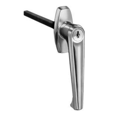 CompX National C8749-C415A-26D KA L-Type Garage Door Handle Lock, 4" Spindle, Mounting Holes 1-1/2", Satin Chrome