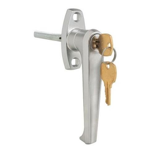 CompX National C8759-C415A-26D KA L-Type Garage Door Handle Lock, 3" Threaded Spindle, Mounting Holes 1-1/2", Satin Chrome