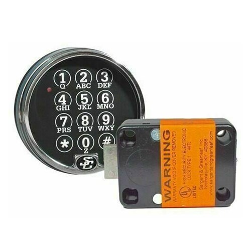 S&G 6120-305 Motorized Electronic Safe Lock and Keypad with Square Bolt and Two Battery Satin Chrome Keypad, Type 1, Factory-set MRC