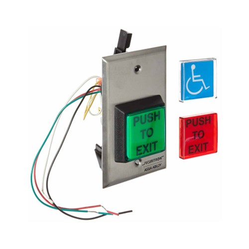 Securitron EEB2-G Emergency Exit Button, Switchable Red/Green/Blue Lenses