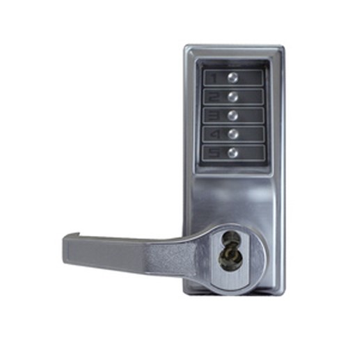 Kaba Simplex LL1021S - 26D - 41 Mechanical Pushbutton Lever Lock with Key Bypass, Left Hand, Satin Chrome