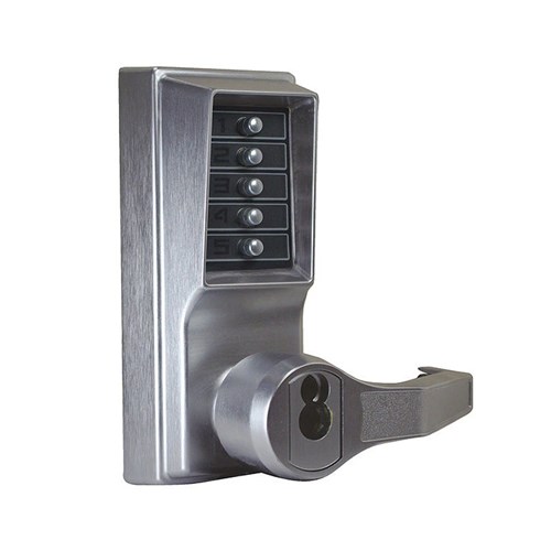 Kaba Simplex LL1021C-26D-41 Mechanical Pushbutton Lever Lock with Key Bypass, Left Hand, Satin Chrome
