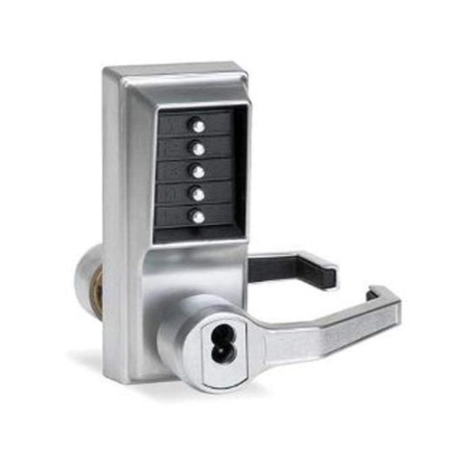 Kaba Simplex LR1021C-26D-41 Mechanical Pushbutton Lever Lock with Key Bypass, Right Hand, Satin Chrome