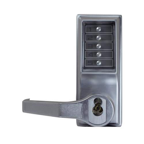 Kaba Simplex LR1021M-26D-41 Mechanical Pushbutton Lever Lock with Key Bypass, Right Hand, Satin Chrome