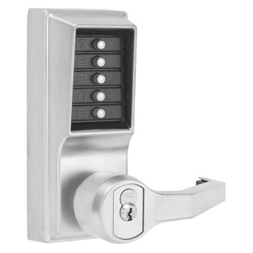 Kaba Simplex LL1041B-26D Pushbutton Lever Lock with Passage, Key Bypass, Left Hand, Satin Chrome