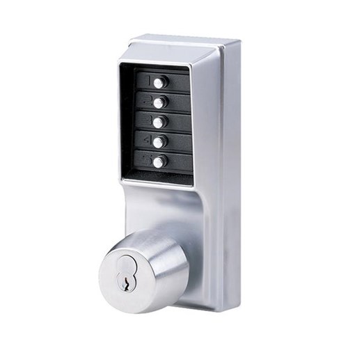 Kaba Simplex 1021B-26D-41 Mechanical Pushbutton Knob Lock, Key Bypass, Satin Chrome