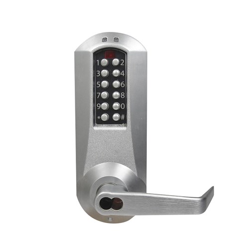 Kaba Simplex E5066BWL-626-41 Eplex Pushbutton Mortise Lever Lock with Best Core Override in Satin Chrome