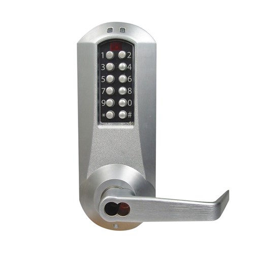 Kaba Simplex E5031BWL-626-41 E-Plex Grade 1 Electronic Pushbutton Lever Lock, Satin Chrome