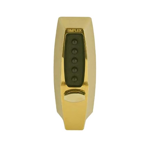 Kaba Simplex 7108-03-41 Mechanical Pushbutton 1" Tubular Deadbolt, 2-3/8" Backset, Bright Brass
