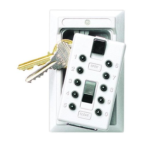 Kidde 001360 S5 Permanent 5-Key Pushbutton Combination Lock Box, White